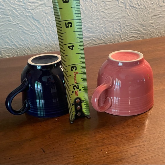 Vintage Fiestaware HLC Tea Coffee Cups Rose Pink & Blue  Fiesta Blue Pink Coffee Tea Cup Mug Fiestaware HLC Set of 2